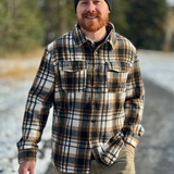 Brush Flannel Shacket / Black Camel Plaid