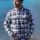 412 Men's Black and White Check Flannel Shirt