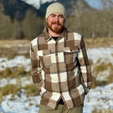 Brush Flannel Shacket / Mocha Squares