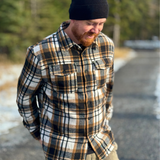 Brush Flannel Shacket / Black Camel Plaid