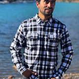 412 Men's Black and White Check Flannel Shirt