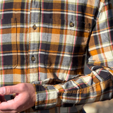 912 Men’s Black and Copper Plaid Shirt