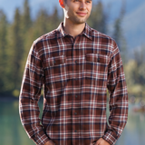 412 Men's Blue & Rose Brick Plaid Color Flannel Shirt