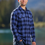 412 Men's Marine Blue & Navy Buffalo Check Flannel Shirt