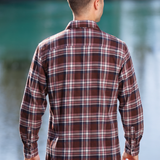 412 Men's Blue & Rose Brick Plaid Color Flannel Shirt