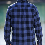 412 Men's Marine Blue & Navy Buffalo Check Flannel Shirt