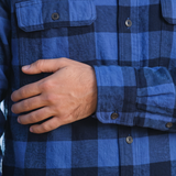 412 Men's Marine Blue & Navy Buffalo Check Flannel Shirt