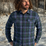 412 Men's Heathered Blue and Green with Pink Accent Flannel Shirt