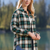 599/ Oversized Woman's Flannel Shirt in Green Plaid