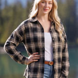 599/ Oversized Woman's Flannel Shirt in Camel