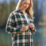 599/ Oversized Woman's Flannel Shirt in Green Plaid