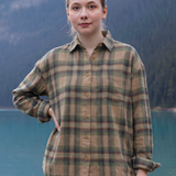 599/ Oversized Woman's Flannel Shirt in Khaki