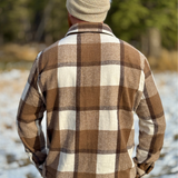 Brush Flannel Shacket / Mocha Squares