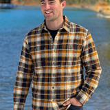 912 Men’s Black and Copper Plaid Shirt
