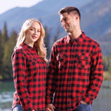 912 Mens 2 Pocket Shirt in Red & Black Buffalo Check