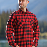 912 Mens 2 Pocket Shirt in Red & Black Buffalo Check