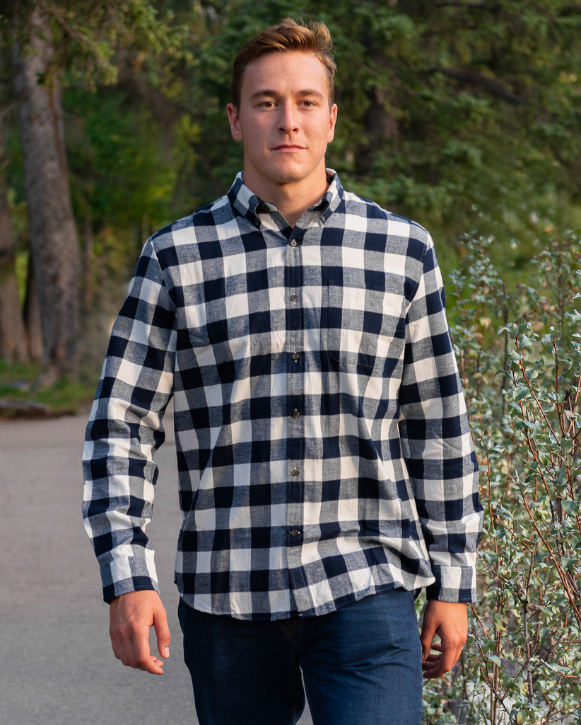 812 Navy Cream Buffalo Check Check Men's Flannel Shirt