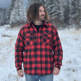 Men's Black / Red Buffalo Check Padded Flannel Camping Jacket