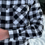 312 Men's Black and White Buffalo Check Flannel Shirt