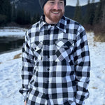 Classic Canadian work jacket in black and white buffalo check