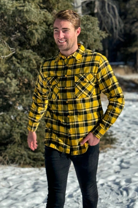 Canadian Yellow and Black Flannel Plaid Shirt