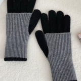 Black and Grey Double Folded Gloves