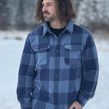 2 breast pockets, 75% polyester and 25% cotton. 