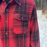 Brush Flannel Shacket  Red / Black Plaid