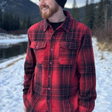 Classic canadian flannel in red and black plaid