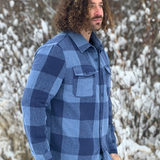 Brush Flannel Shacket /  Navy & Blue Large Buffalo Check