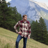 Burgundy Wool Blend Flannel Shacket with Herringbone Weave