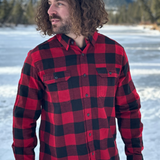 412 Men's Red And Black Large Buffalo Check Flannel Shirt