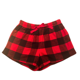 Flat layed shorts photoshoot style. Canadian Classic Red Black Buffalo Check Shorts
