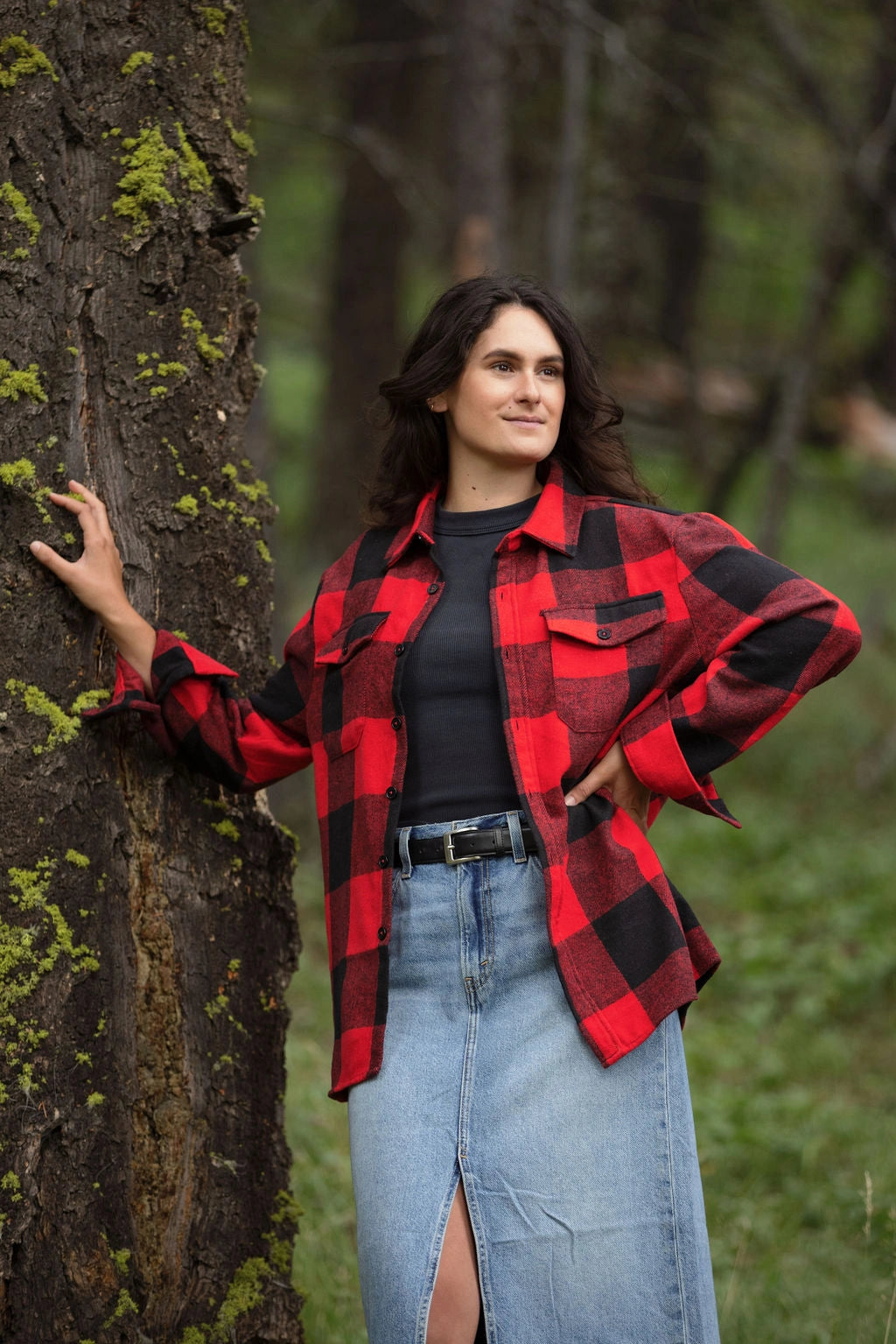 Cozy classic canadian red buffalo check flannel jacket.