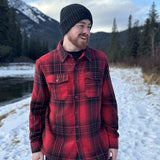Brush Flannel Shacket  Red / Black Plaid