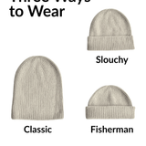 Oatmeal CashWool Fold Over Beanie