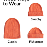 Orange CashWool Fold Over Beanie