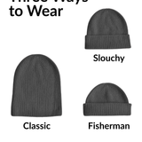 Black CashWool Fold Over Beanie