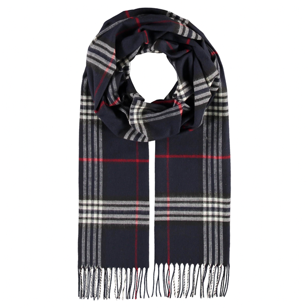 Classic Cashmink Plaid Scarf in Navy