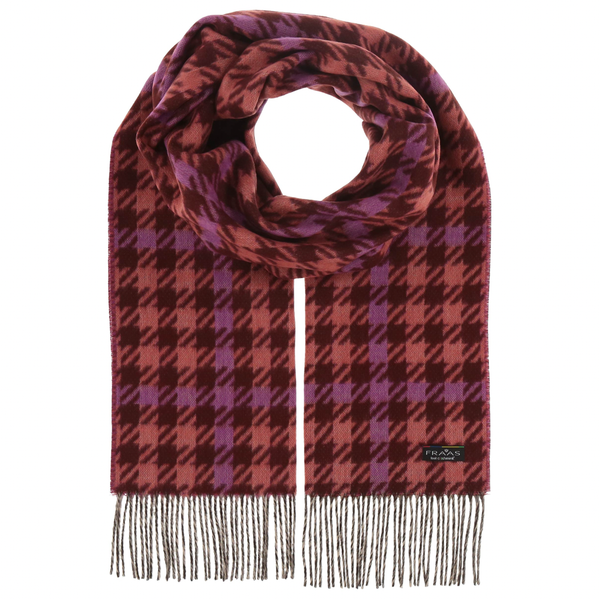 Classic Cashmink Plaid Scarf in Plum Houndstooth