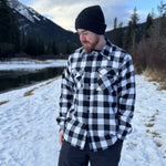 Canadian classic work jacket in black and white buffalo check