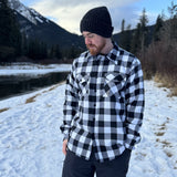 Canadian classic work jacket in black and white buffalo check