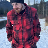 Brush Flannel Shacket  Red / Black Plaid