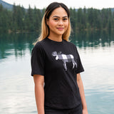 Ladies Petite Fit Black Moose T-Shirt