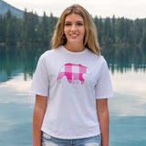 Ladies Petite Fit White with Pink Bear T-Shirt
