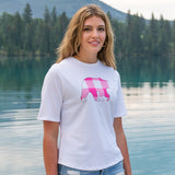 Ladies Petite Fit White with Pink Bear T-Shirt