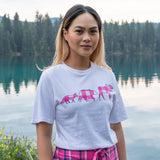 Ladies White with Pink 3 Animal T-Shirt