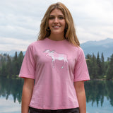 Ladies Petite Fit Pink Moose T-Shirt