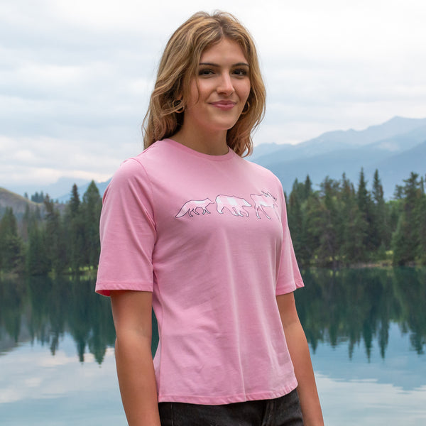 Ladies Pink 3 Animal T-Shirt