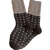 Wool Dotted Crew Socks - Chocolate